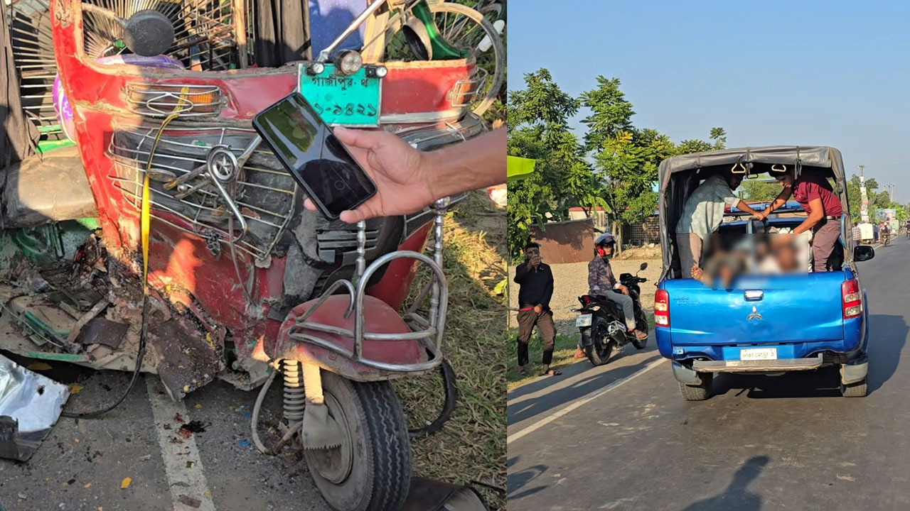 পাকুন্দিয়ায় পিকআপ–সিএনজি সংঘর্ষে আহত ৭