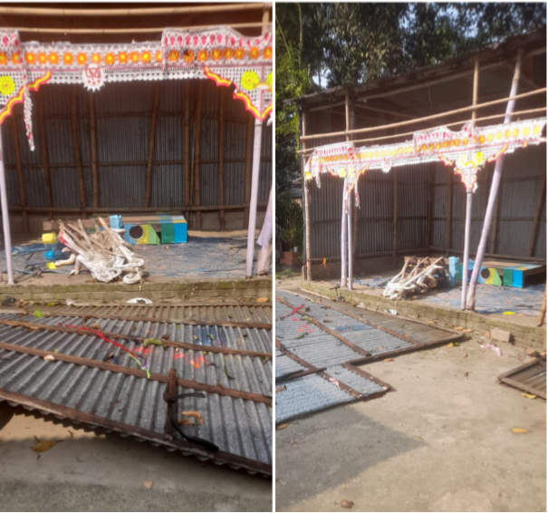 বাজিতপুরে দুর্গা মন্দিরে প্রতিমা ভাঙচুরের অভিযোগে উত্তেজনা, পাল্টাপাল্টি বক্তব্য