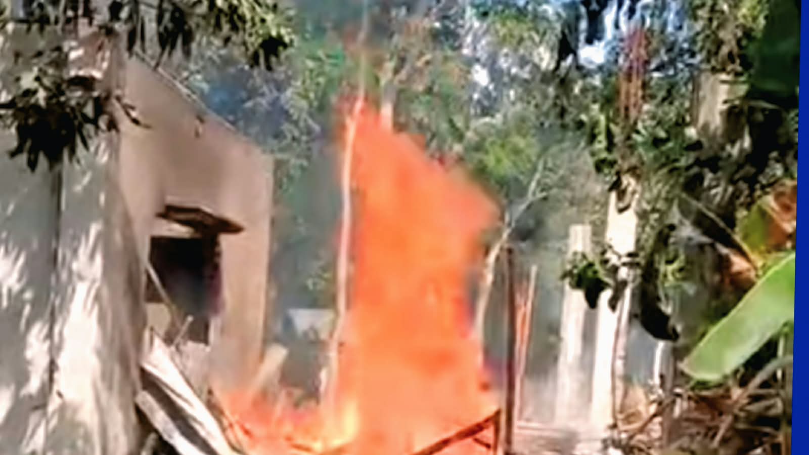 করিমগঞ্জে মাদক কারবারির বাড়িতে অগ্নিসংযোগ, ভাঙচুর